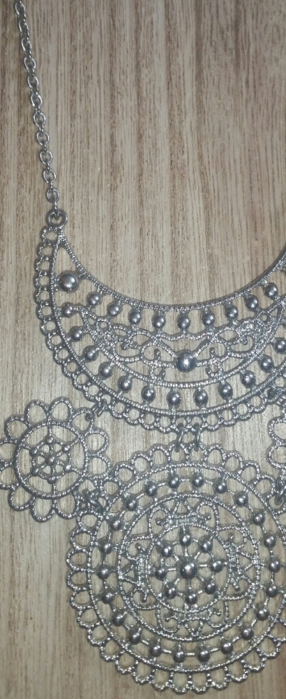 Boho Chic Silver Medallion Statement Necklace - image 2